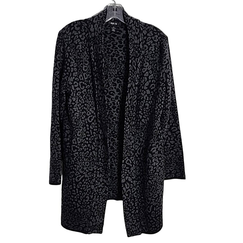 Style & Co Open Style Cardigan Duster, Animal Print, Medium
